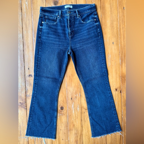 LOFT Dark Blue Raw-Hem Kick Crop High Waist Jeans Size 29, 8 - Picture 2 of 6